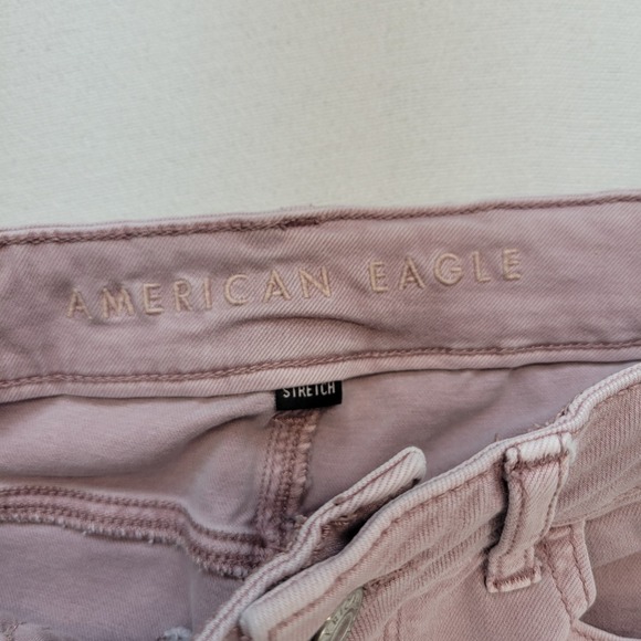 American Eagle Jeans Womens 6 Long Pink Super High Rise Flare Stretch Denim - Picture 8 of 12